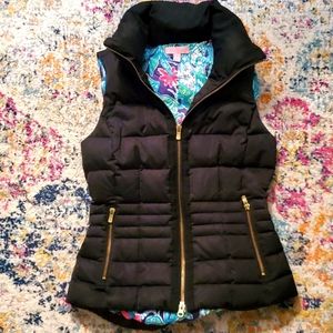 Xs Syd Lilly pulitzer down vest black quilted